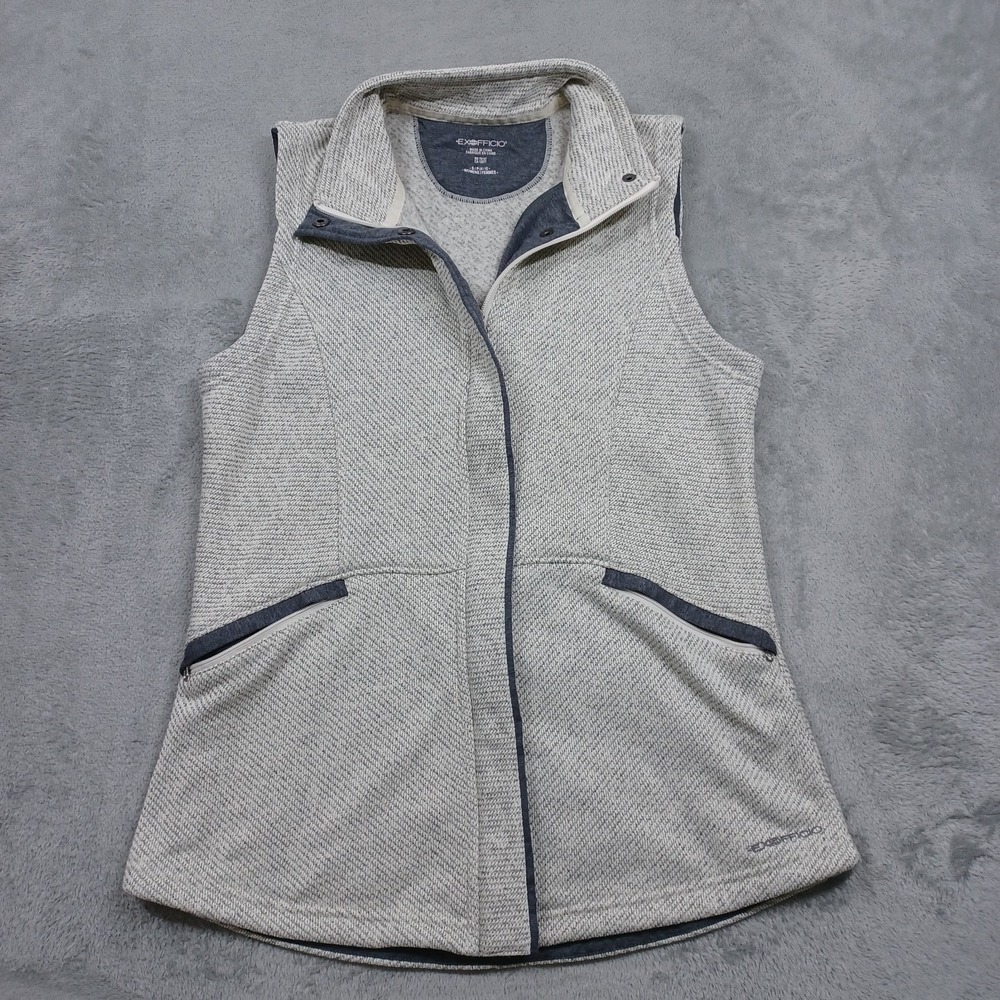 Exofficio‎ Vest Womens Small Gray Zip Pocketes Outdoor Casual Knit